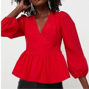 Elaina Red V-Neck Blouse for Women from Tuckernuck